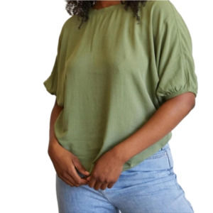 For Days "The Easy Top" Flounce Sleeve Forest Green Sz M NWT